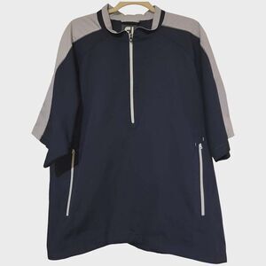 Foot Joy Short Sleeve Quarter Zip Athletic Shirt Large Blue & Gray